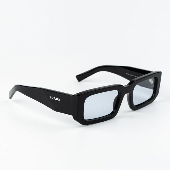 NEW Prada PR06YS 16K10L Black Cielo Blue Rectangle Unisex Sunglasses - Picture 1 of 11